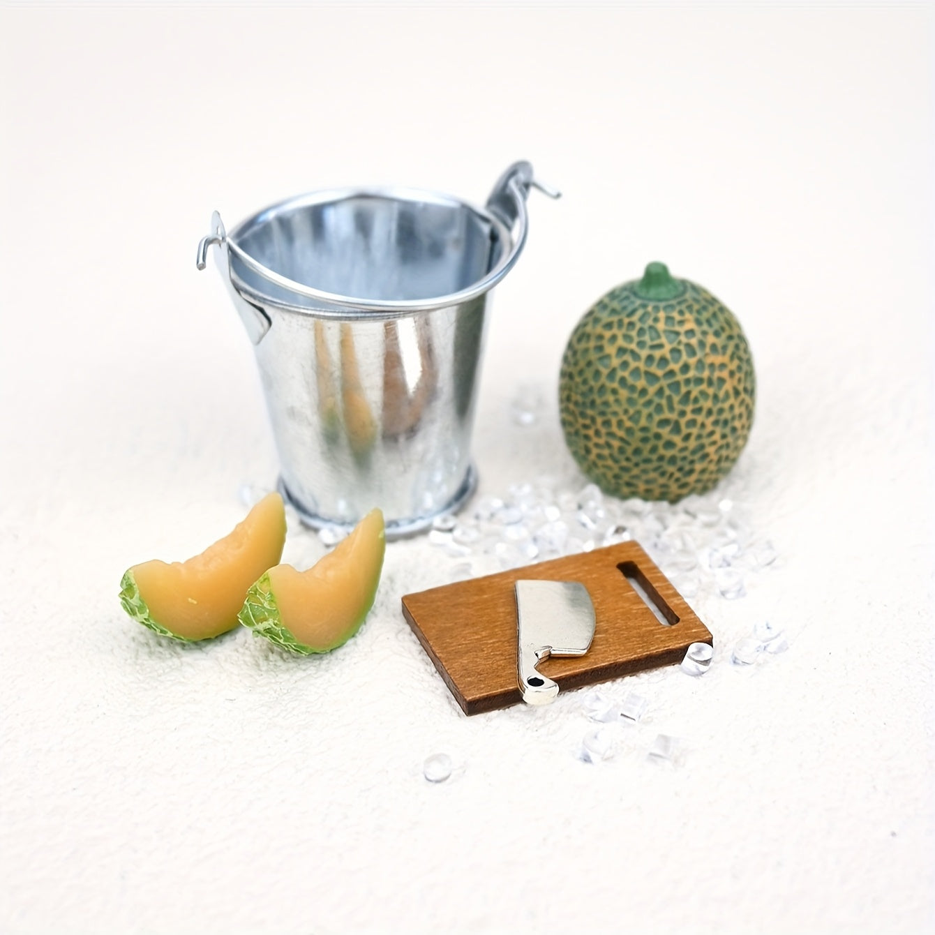 Dollhouse Fruit Set: Ice Bucket Cantaloupe & Watermelon