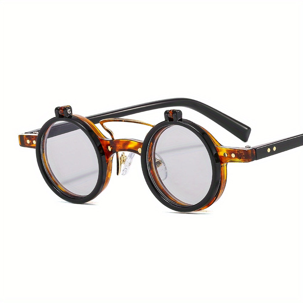 Round Frame Punk Double layer Flip Sunglasses Retro Outdoor Sunshade Decoration
