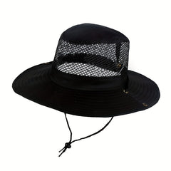 Mesh Hollow Out Bucket Hat Breathable Wide Brim UV Protection Sun Hat