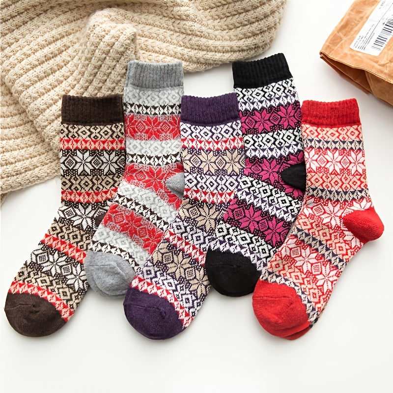 5 Pairs Cozy Knit Socks For Women