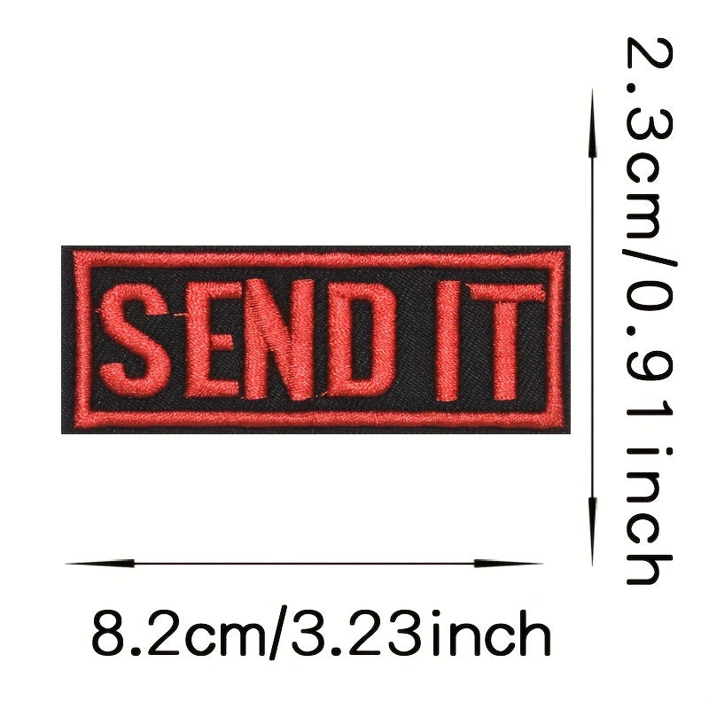 1pc Send It Embroidered Patch Hook Loop Tactical Applique Uniform Patch