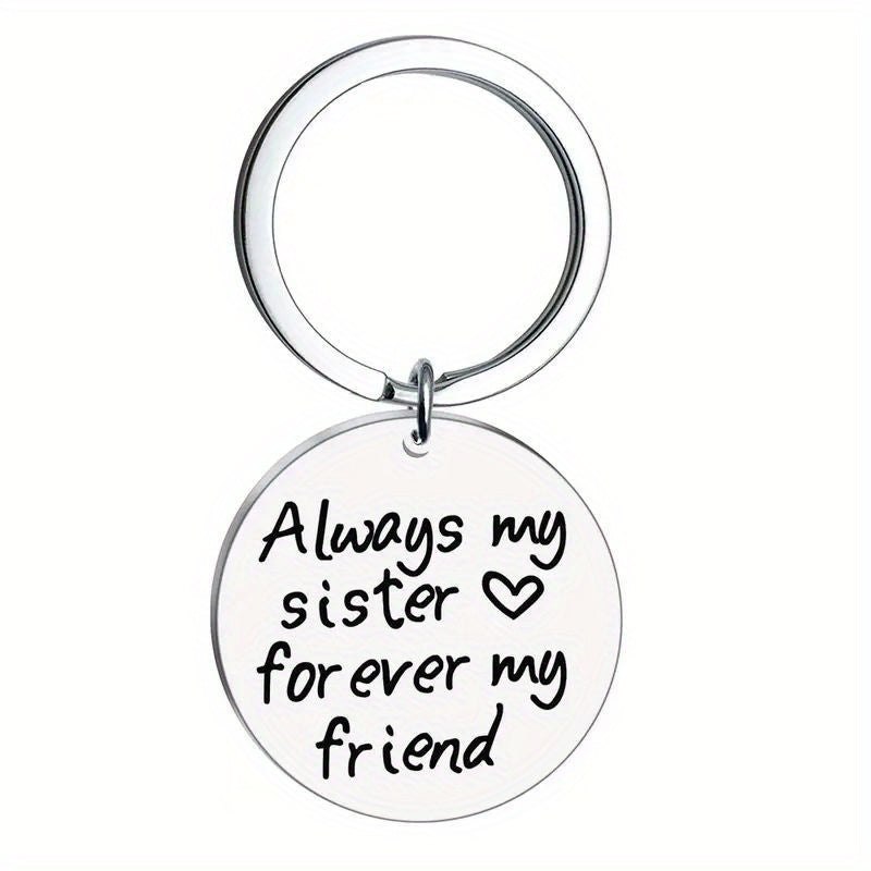 Romantic 'Always Sister Forever Friend' Stainless Steel Keychain Gift