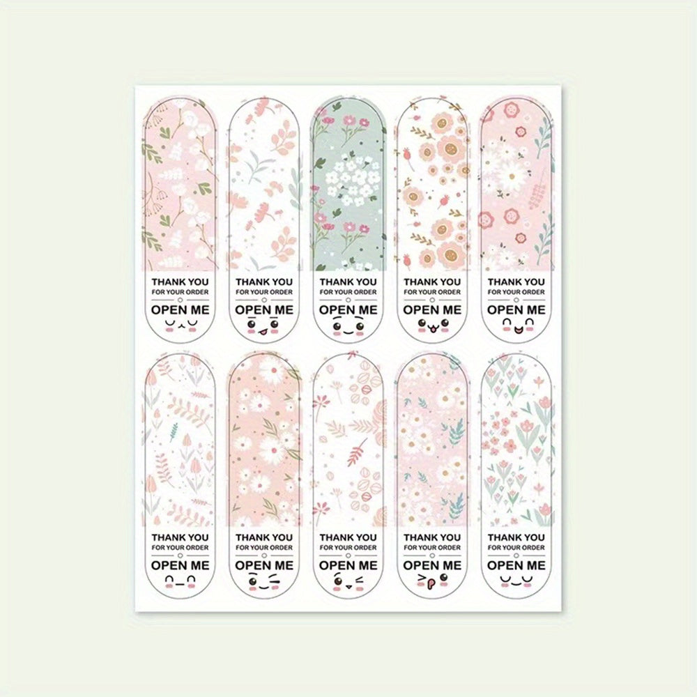 100pcs Floral Thank You Sticker Pack for Small Business