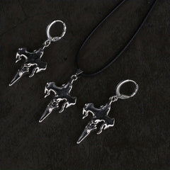 Halloween Gothic Cross Pendant Earring Necklace Set