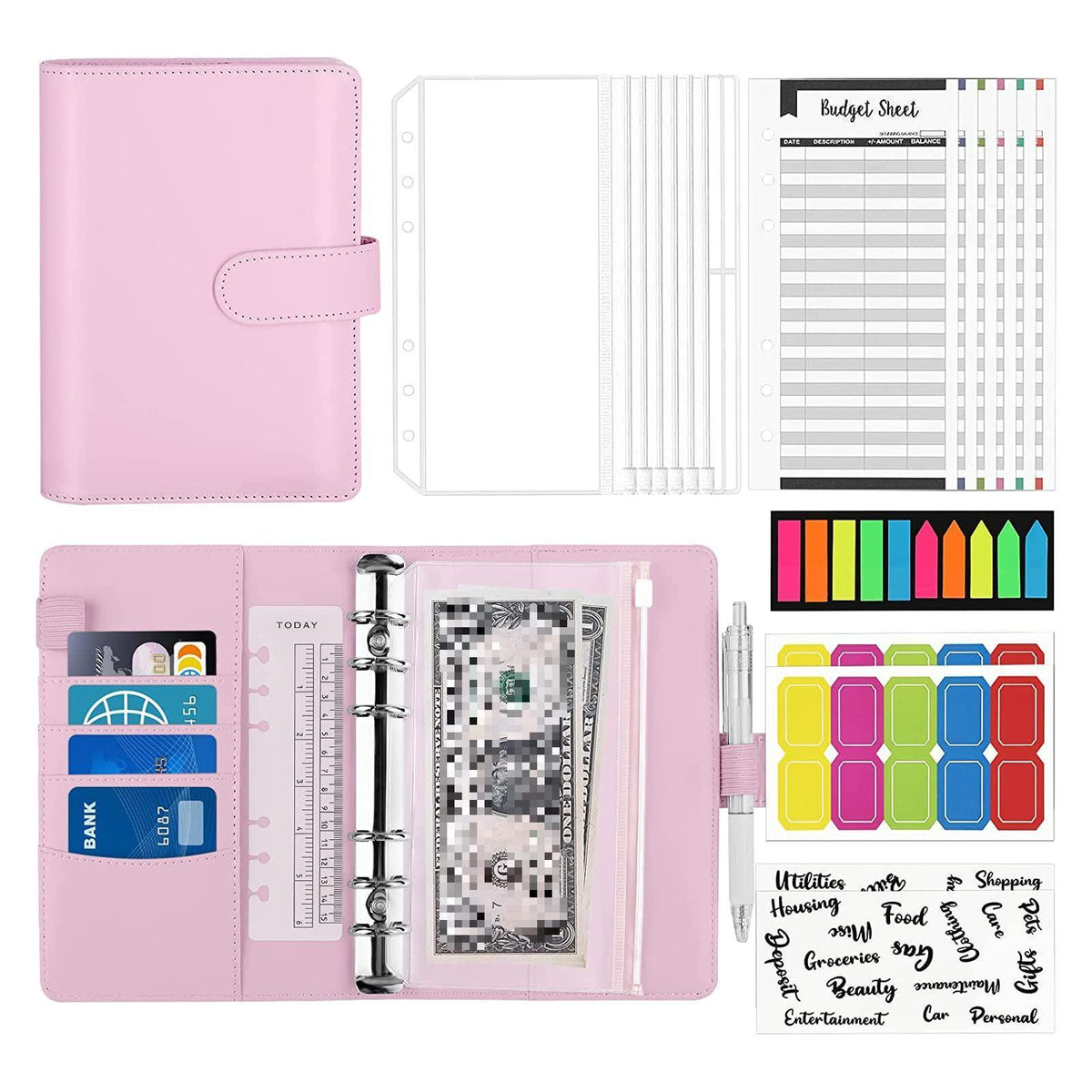 Budget Binder Set with Pockets, Bags, Cards & Stickers