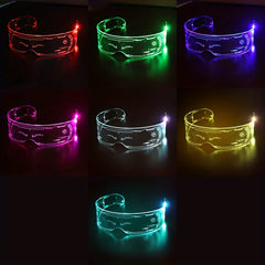 2pcs Halloween Future Tech Sense Bar Flashing Charging Colorful Glasses