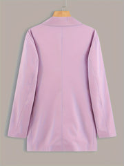  Solid Long Sleeve Lapel Collar Blazer