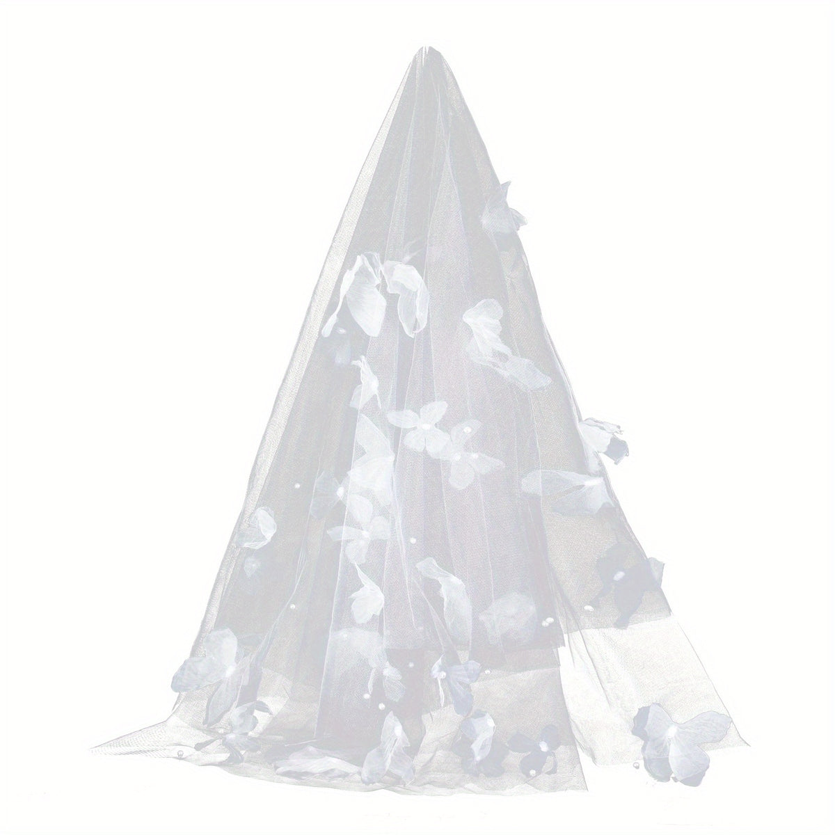 Butterfly Tulle Bridal Veil with Floral Layering