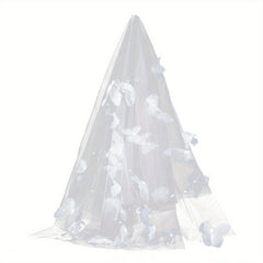 Butterfly Tulle Bridal Veil with Floral Layering