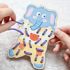Wooden Dinosaur Threading Game Toy for Kids