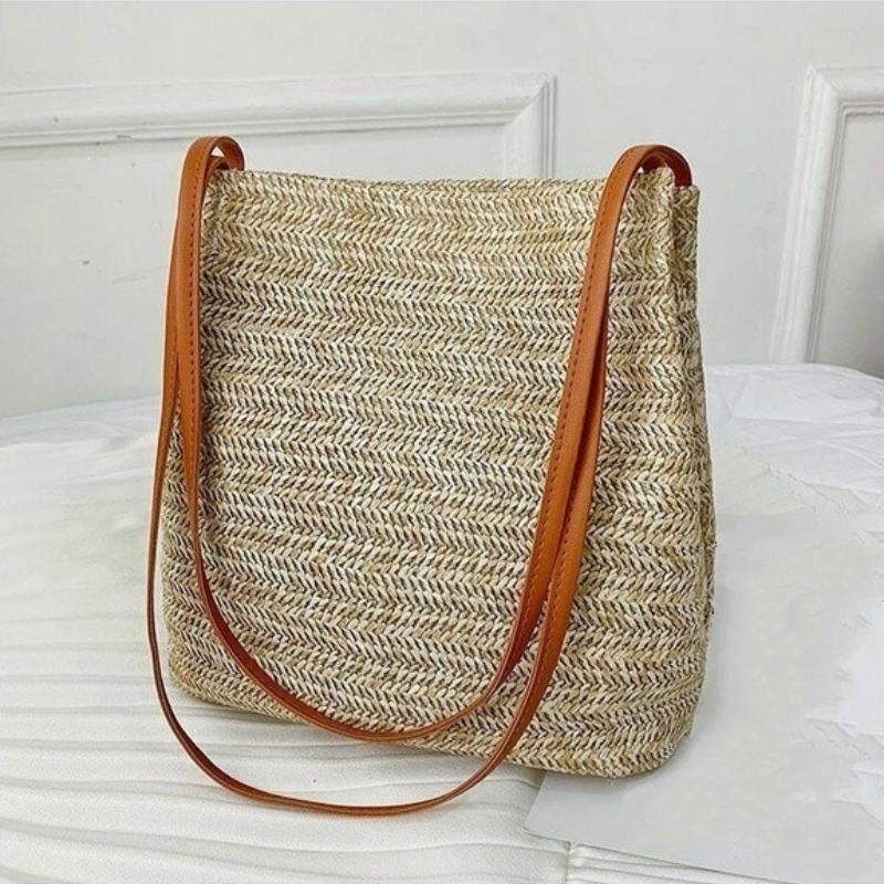 Vintage Straw Woven Hobo Bag Bohemian Tote Beach Shoulder Handbag