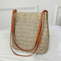 Vintage Straw Woven Hobo Bag Bohemian Tote Beach Shoulder Handbag