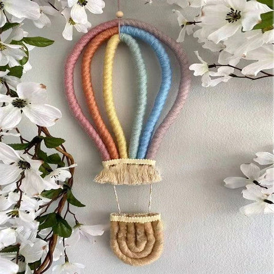 Nordic Rainbow Hot Air Balloon Wall Hanging with Tassel