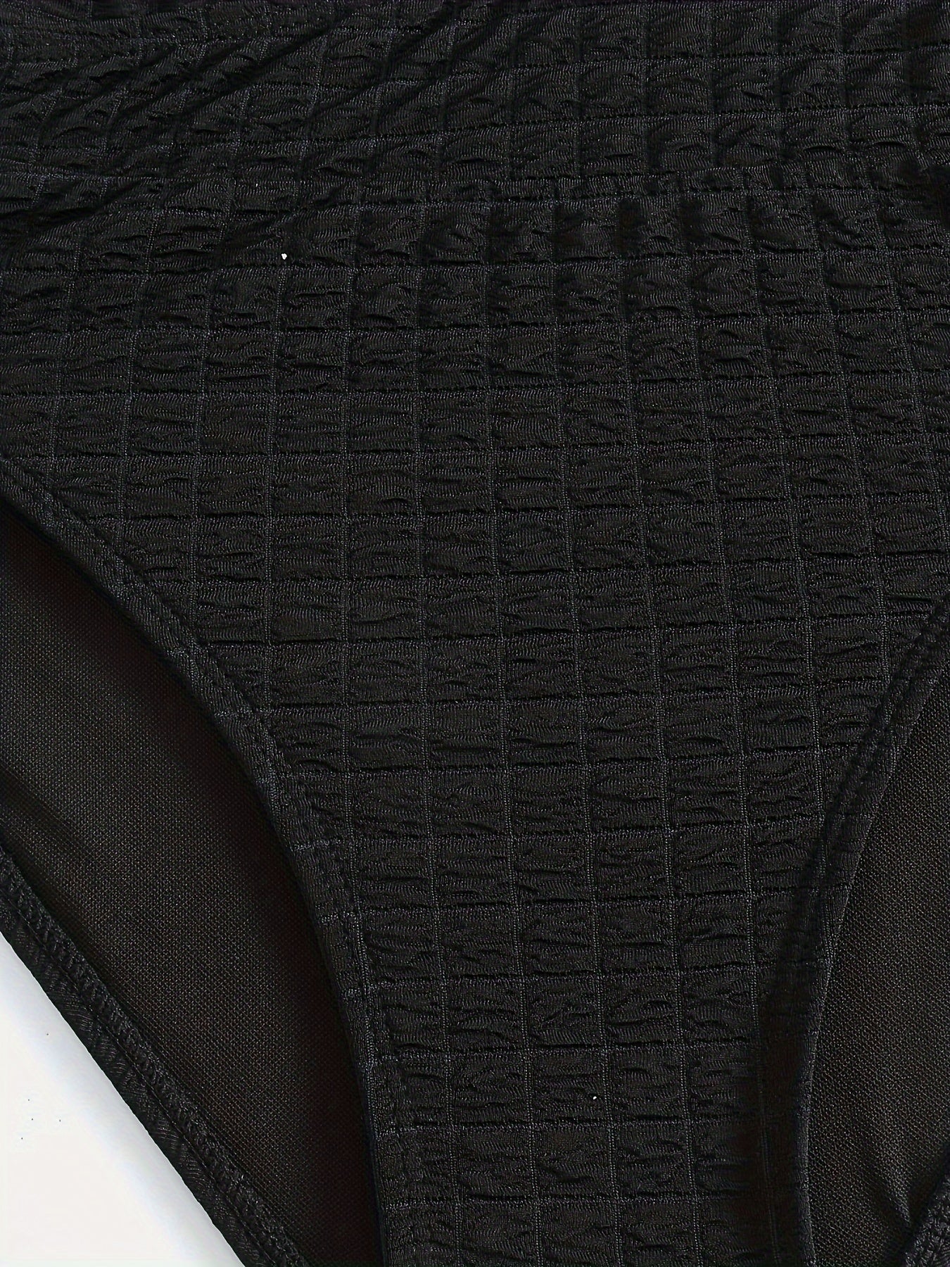  Solid Waffle Knit Twist Front Bra & Panty Swimsuit Set