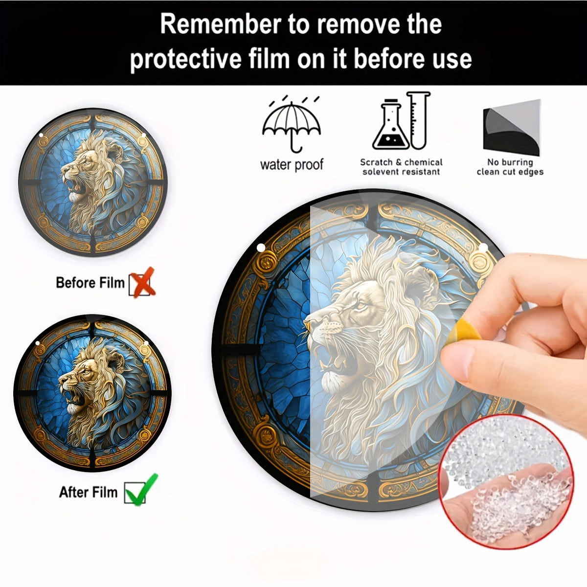 Roaring Lion Round Window Sun Catcher Acrylic Ornament