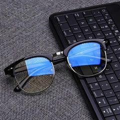 Semi Rimless Rectangle Glasses Frame for Men Women
