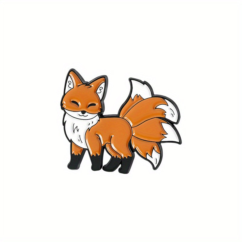 Funny 9 Tailed Fox Metal Brooch Lapel Pin for Men