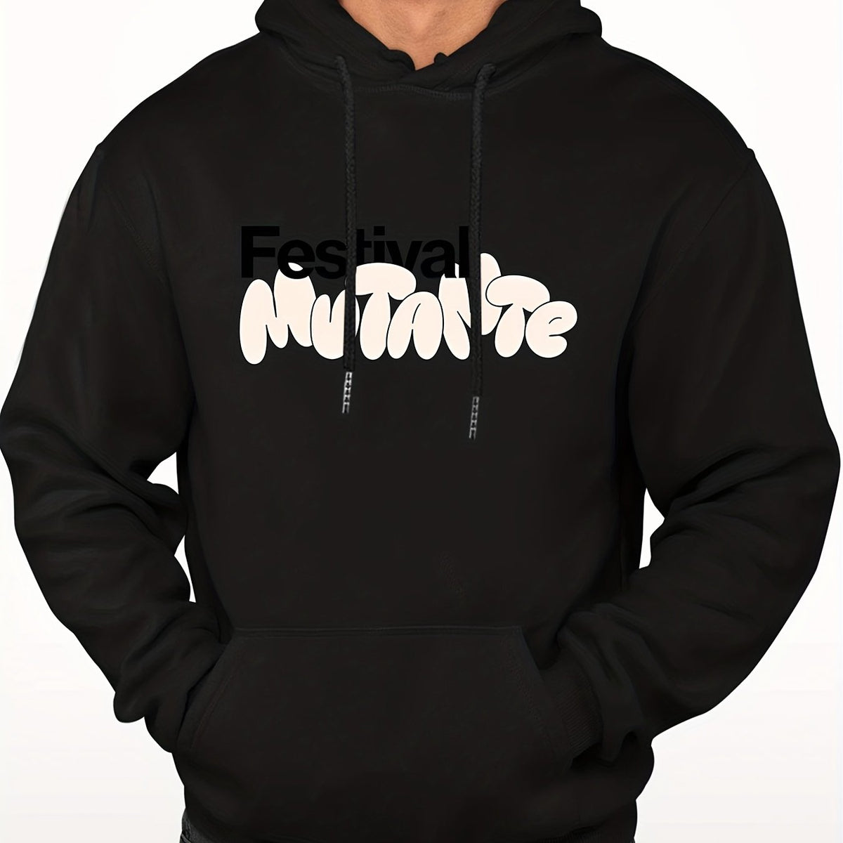 Men's Letter Print Hooded Sweatshirt Long Sleeve Drawstrings