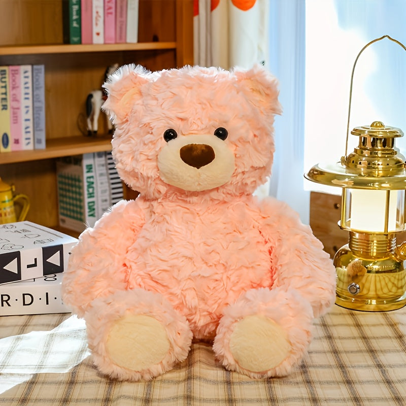 Adorable Pink Plush Teddy Bear Toy with Brown Nose & Paws