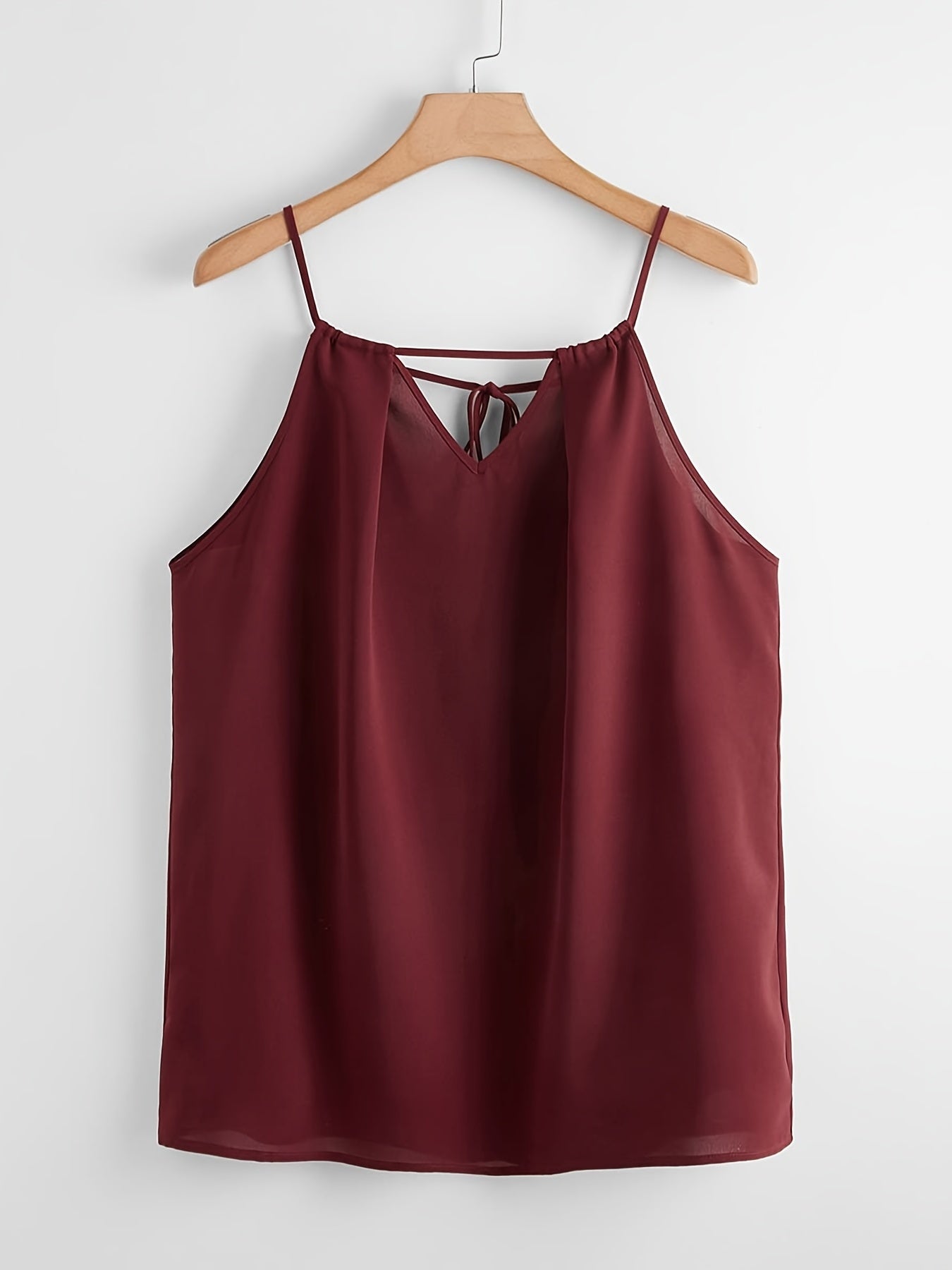  Casual Cami Top with Drawstring Cut Out Ruched Detail