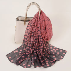 Chiffon Polka Dot Scarf Gradient Head Wrap Sunscreen Shawl