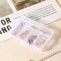 Portable Transparent Jewelry Storage Box 6 Grids for Travel and Makeup