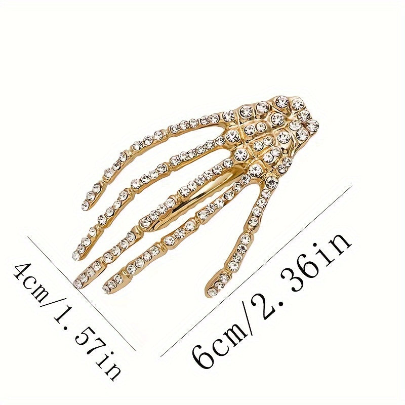 Halloween Hand Skeleton Hairpin Rhinestone Hair Clip