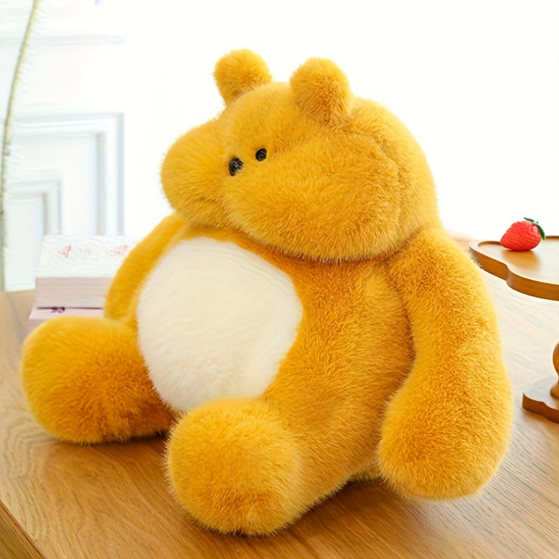Cuddly Mustard Yellow Teddy Bear Plush with Fluffy Ears