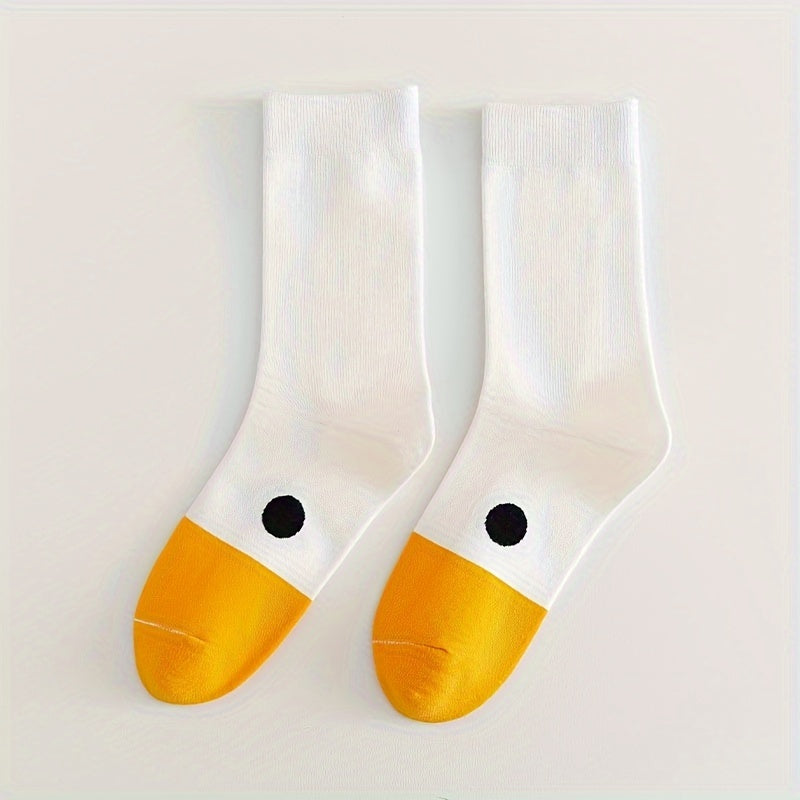 1pair Goose Cotton Socks Cartoon Socks Crew Socks