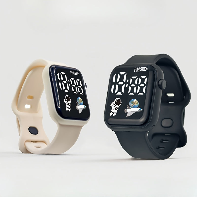 Square Student Sports Astronaut Rocket Electronic Watch
