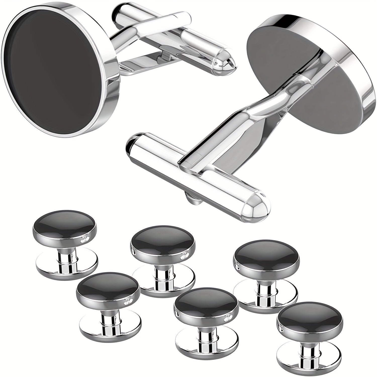 Men's Cubic Zirconia Cufflinks Stainless Steel Shirt Accessories