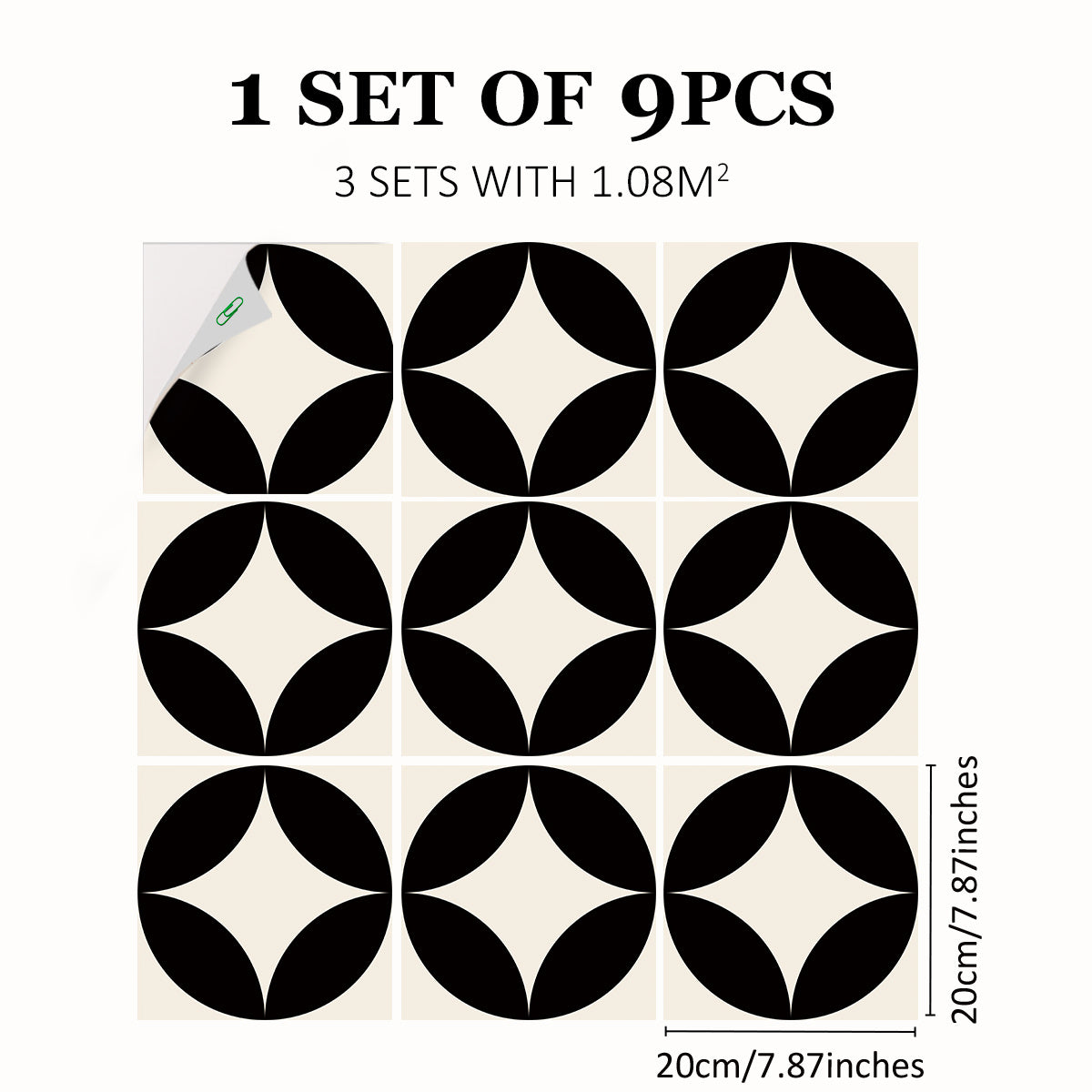 9pcs Nordic Style Printed Floor Stickers Waterproof Flower Tile Stickers