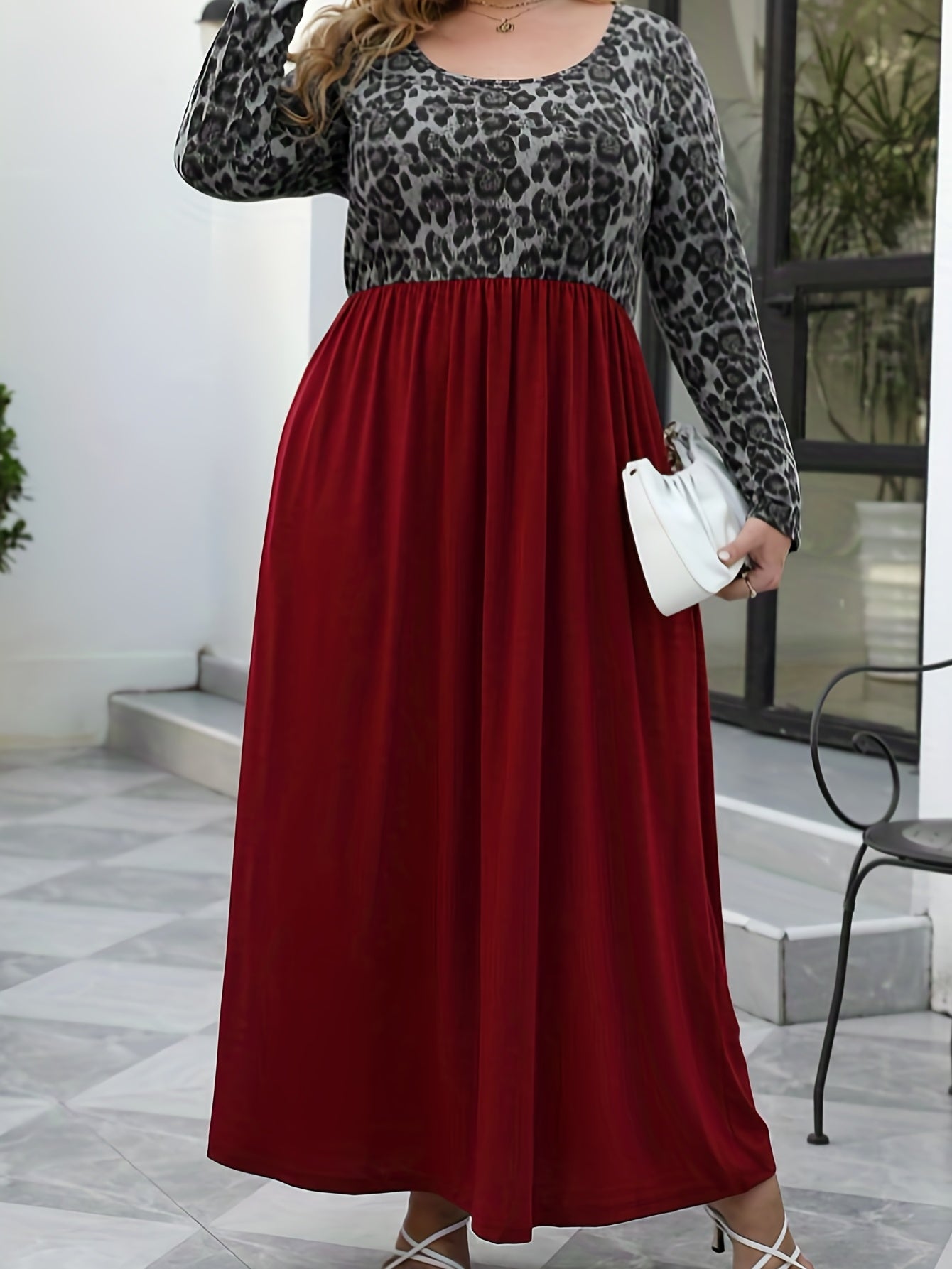  Colorblock Plaid Print Maxi Dress with Pockets