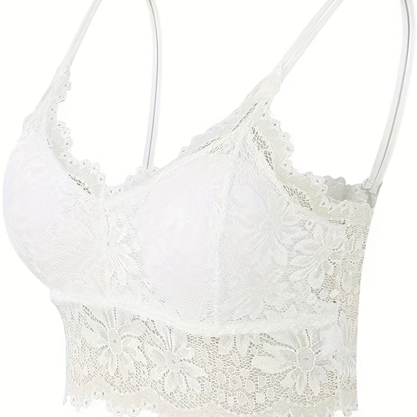Lace Wireless Bralette Scallop Trim Lightweight Bra
