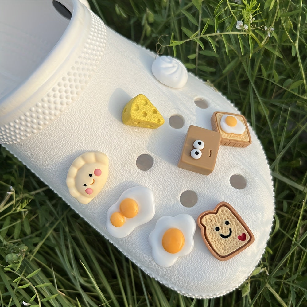 Cheese Egg Bread Sponge Resin Shoe Charms - DIY Sandals Slippers Accessories