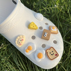 Cheese Egg Bread Sponge Resin Shoe Charms - DIY Sandals Slippers Accessories