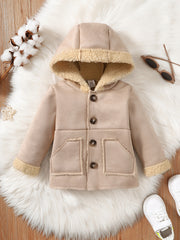 Baby Plush Long Sleeve Windbreaker Jacket Kids Hooded Fleece Coat