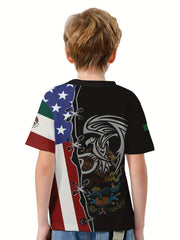 Eagle And Flag 3D Print Boy's Casual Tees Short Sleeve Crew Neck T shirt