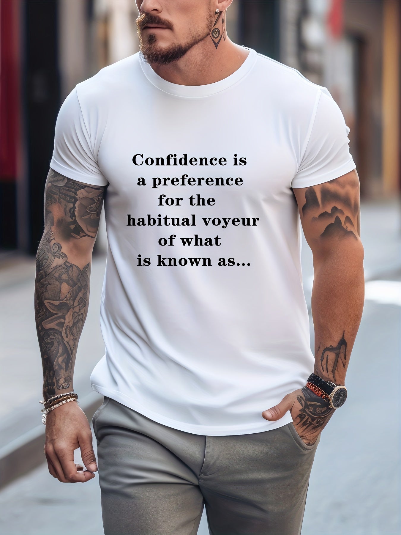 Men's Printed Leisure Sports T shirt Stretch Tee Shirt Summer