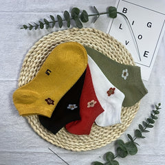 5 Pairs Floral Print Low Cut Socks Women's Stockings
