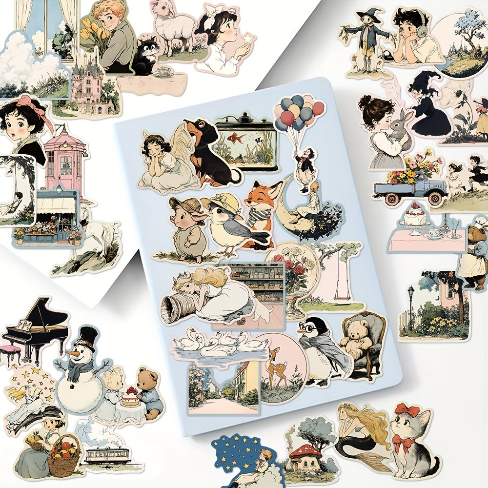 50 Whimsical World Stickers PVC Decals for Scrapbooking Notebooks