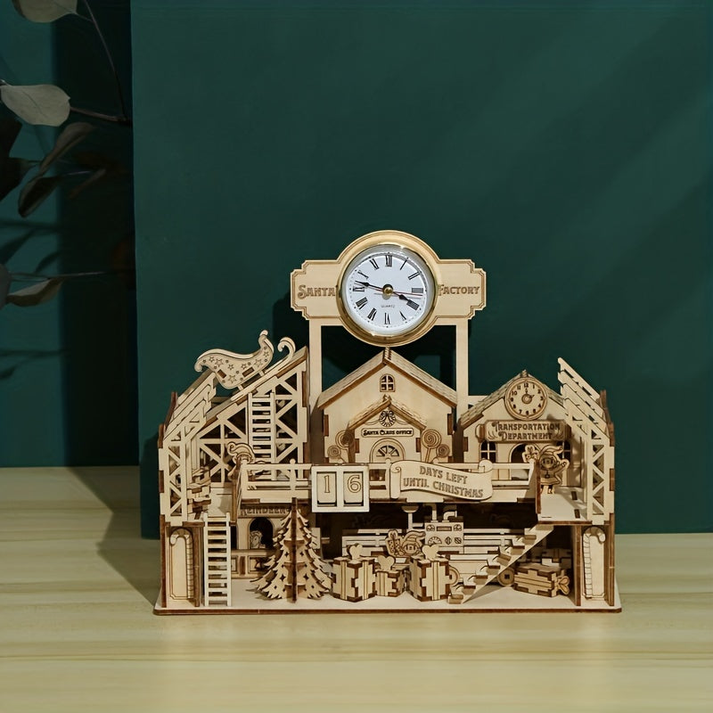 Christmas Clock 3D Wooden Puzzle Assembled Children's Toy Gift