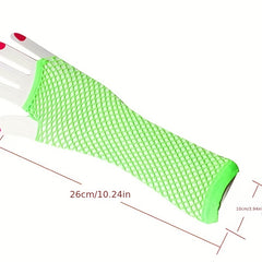 Unisex Fishnet Gloves Sexy Long Punk Half Finger Gloves