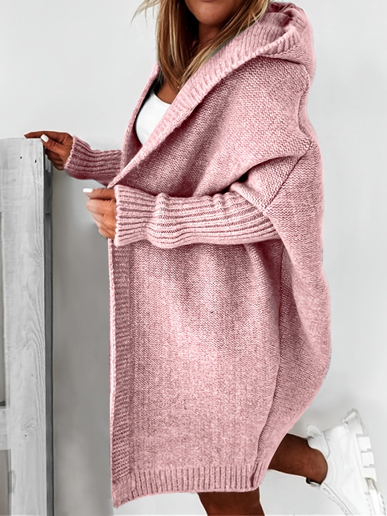 Oversized Knitted Cardigan Long Sleeve Casual Sweater For Winter & Fall