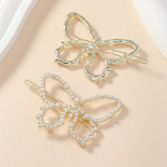 2pcs Faux Pearl Butterfly Hair Clips Hair Pins Hair Barrettes For Women