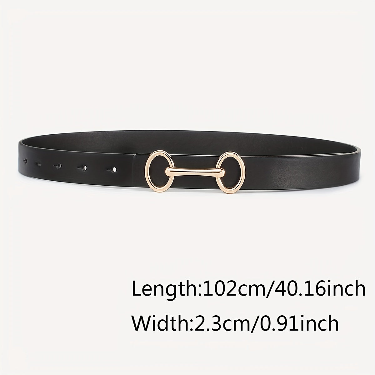 Double Circle Buckle Belt PU Leather Waist Belt for Women