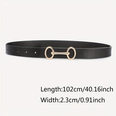 Double Circle Buckle Belt PU Leather Waist Belt for Women