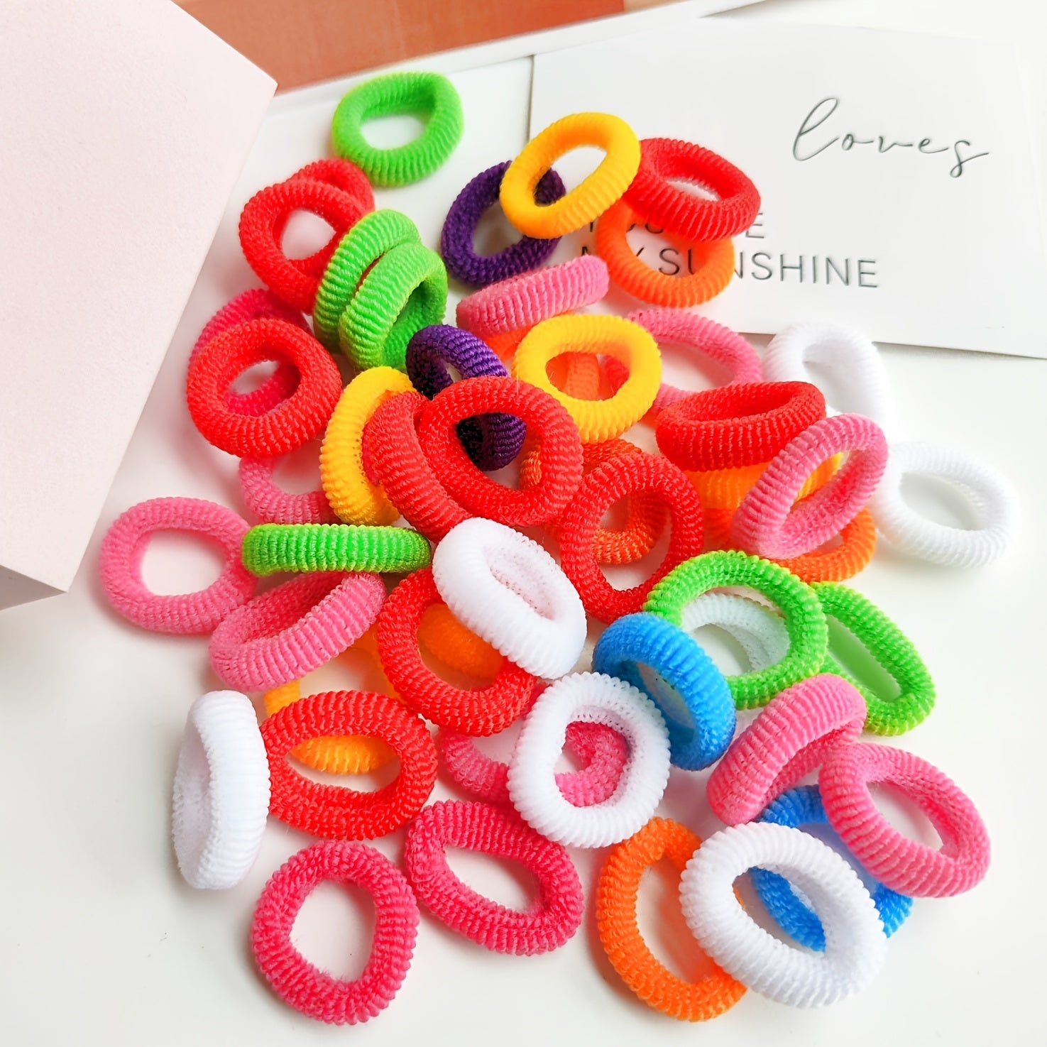 50 Colorful Hair Ties for Girls Seamless Ponytail Holders Hair Accessories