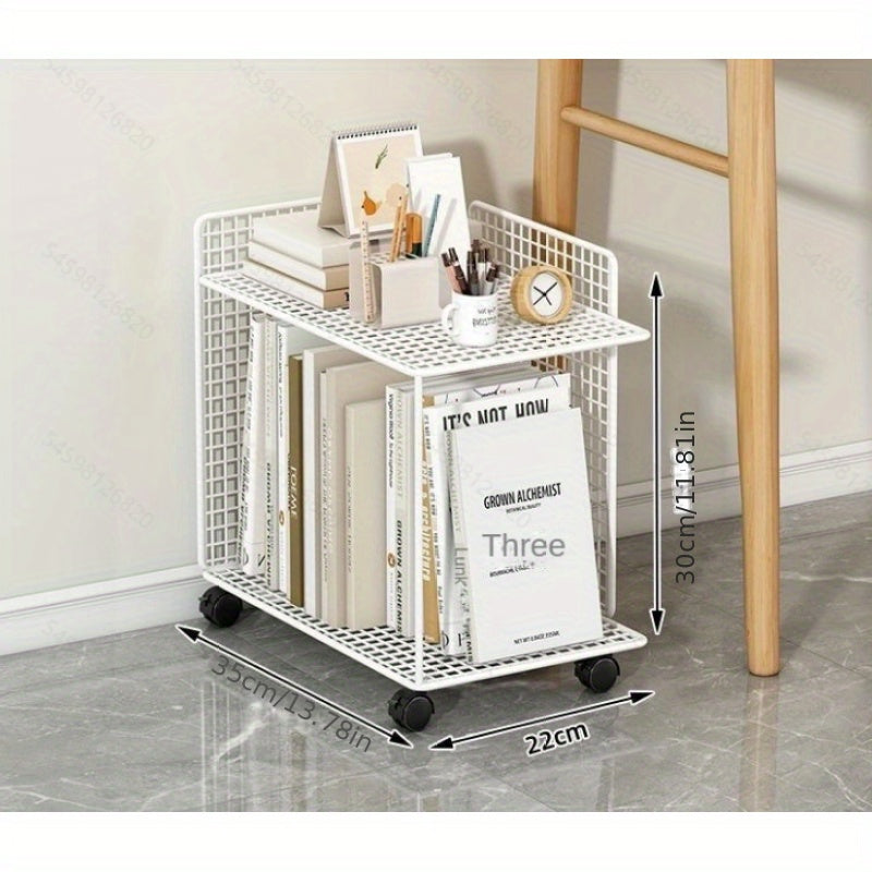 Floor Book Storage Rack With Movable Bookshelf