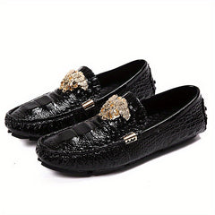 Men's Metallic Decor Loafer Shoes Slip On Moccasin Shoes